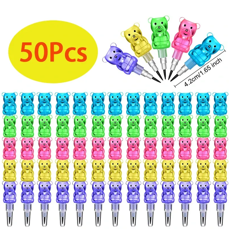 Crayons 50pcs crayons empilables crayons d'ours en plastique