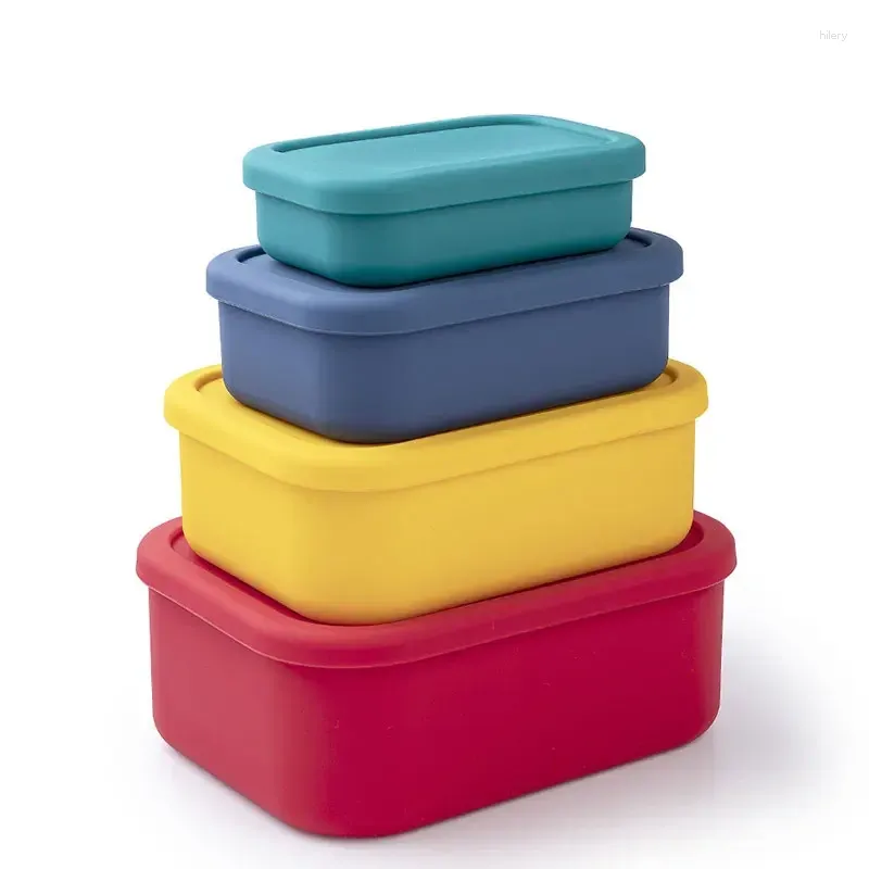 Dîgle 4pcs / set Grade Silicone Lunch Bonto Box Micro-ondes Fruits fraîches chauffables Fruit Fruit Vegetable