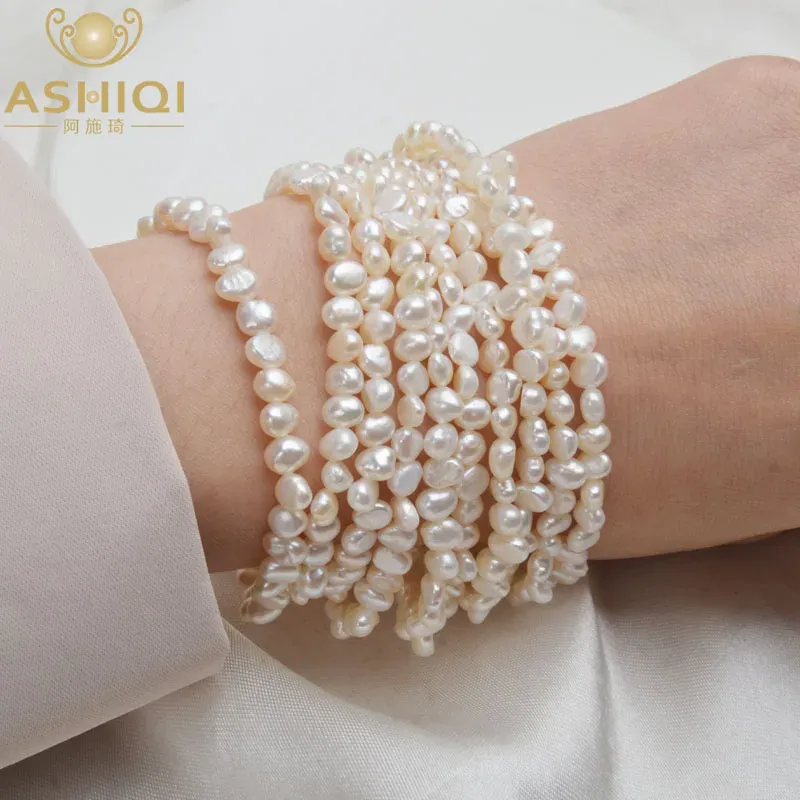 Bracelet de perles en eau douce Ashiqi multicouche