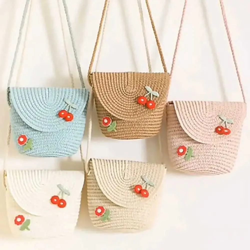 Handmade Woven Straw Straw Bag Bucket For Girls Cute Flower Shoulder Crossbody Key And Coin Purse LX241104 From Yushun north1 5.47 DHgate.Com