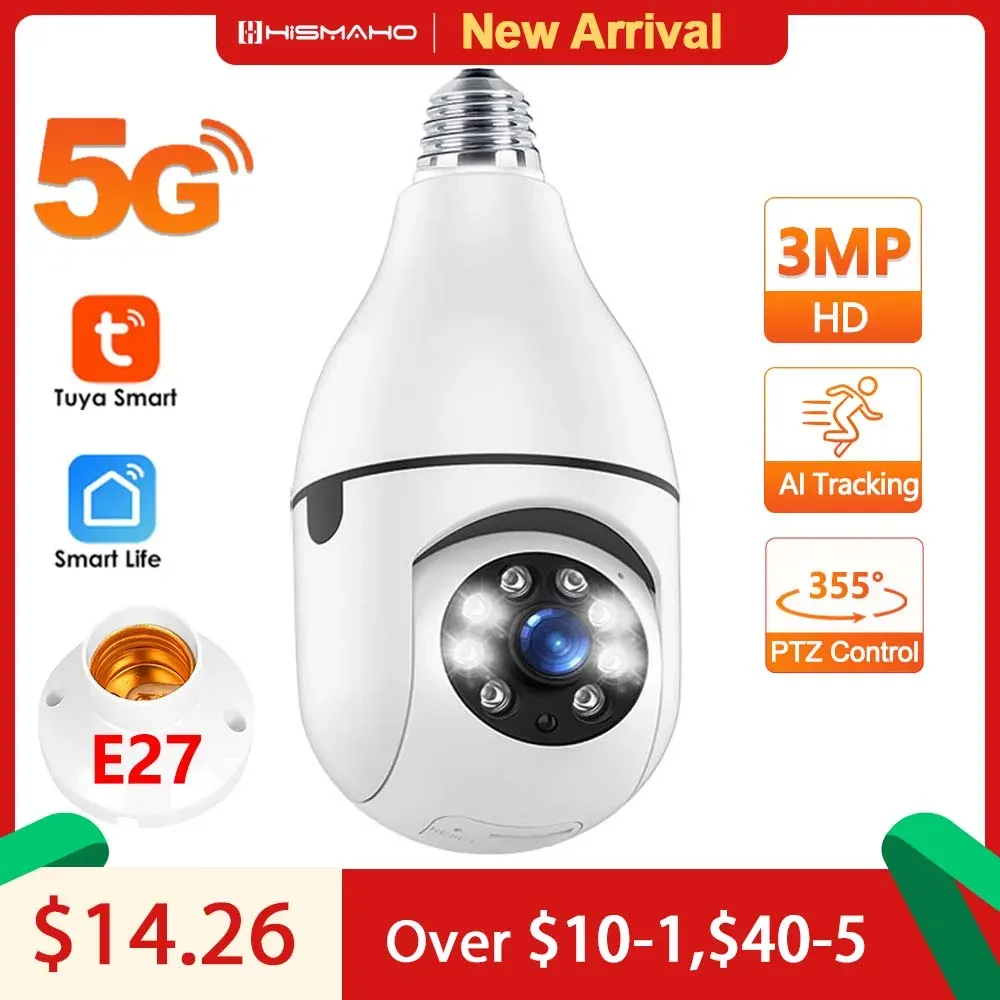 Cameras Tuya 5G WiFi Bulb Camera 2K 3MP Baby Pet Monitor Indoor Security Protection Mini Video Surveillance IP Cam E27