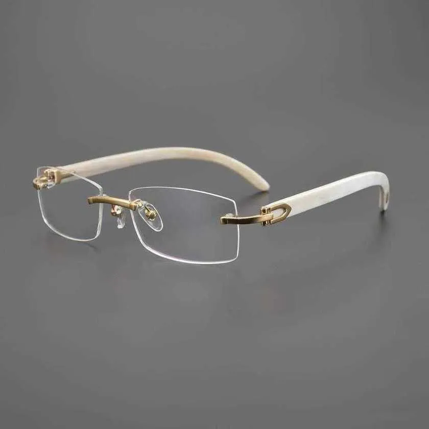 Nouveau créateur de luxe Lunettes de soleil Kajia Series masculines à l'angle de bœuf naturel haut de gamme Myopie Business Eye sans cadre