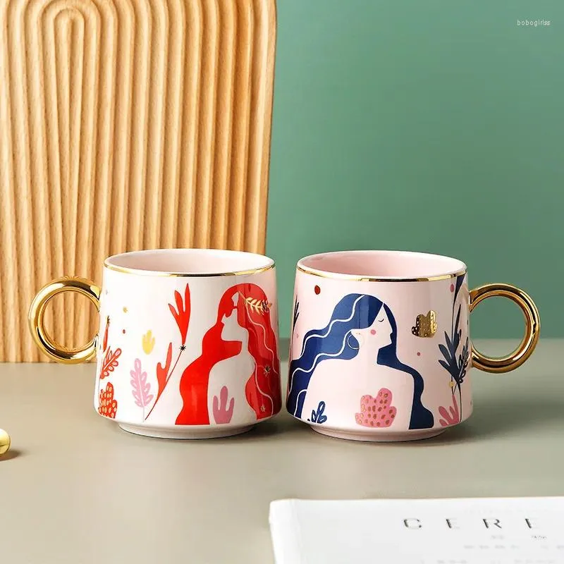 Muggar nordiska handmålade phnom penh ceramic cup hem kreativa frukost kaffeflick flickor enskikt vattenmugg