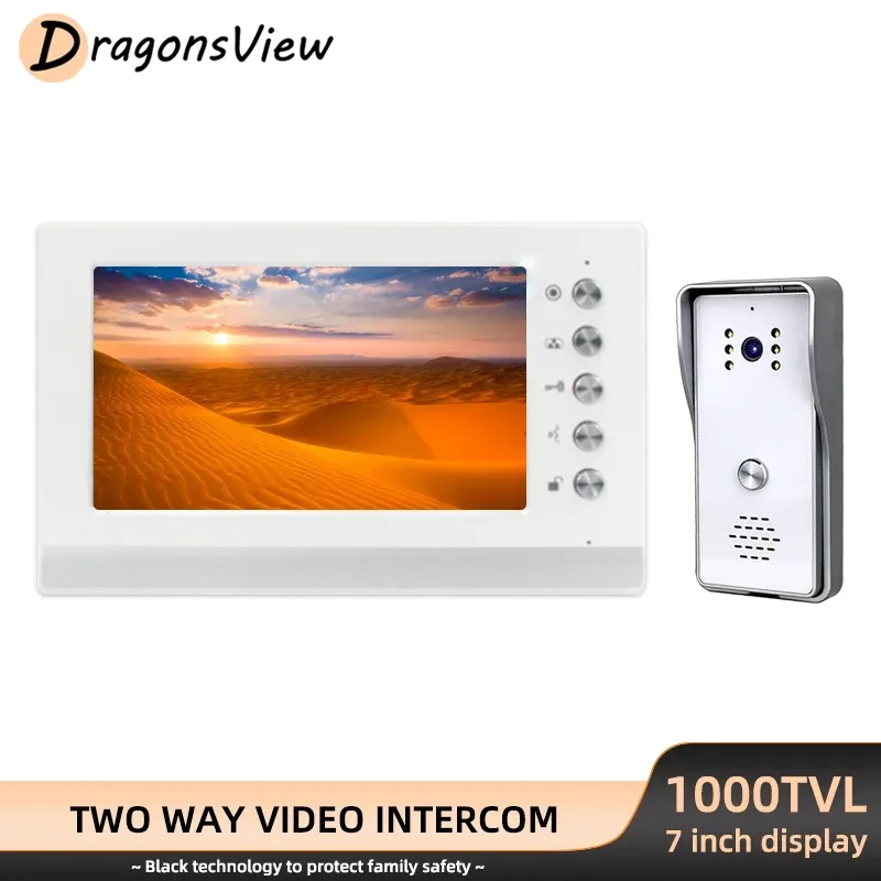 Türklingel DragonsView 7 Zoll Videotür -Telefon Gegensprechan mit 1000TVL Türklingel Kamera Single Outdoor Call Panel IP65 für die Sicherheit zu Hause