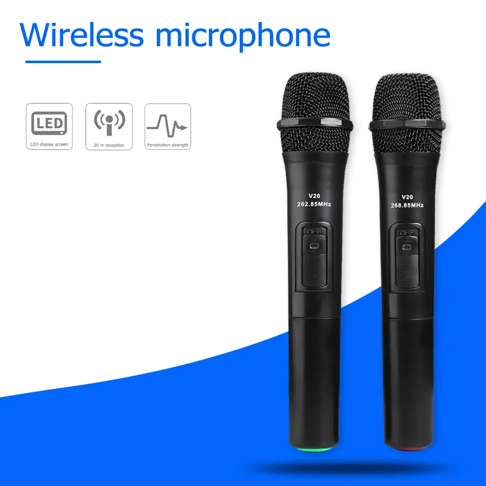 MICROPHONES 2PCS SMART WIROFICE MICROPHON met USB -ontvanger Handheld Karaoke Mic -luidspreker VHF 268.85MHz/262.85MHz voor Karaoke Teacher Guides