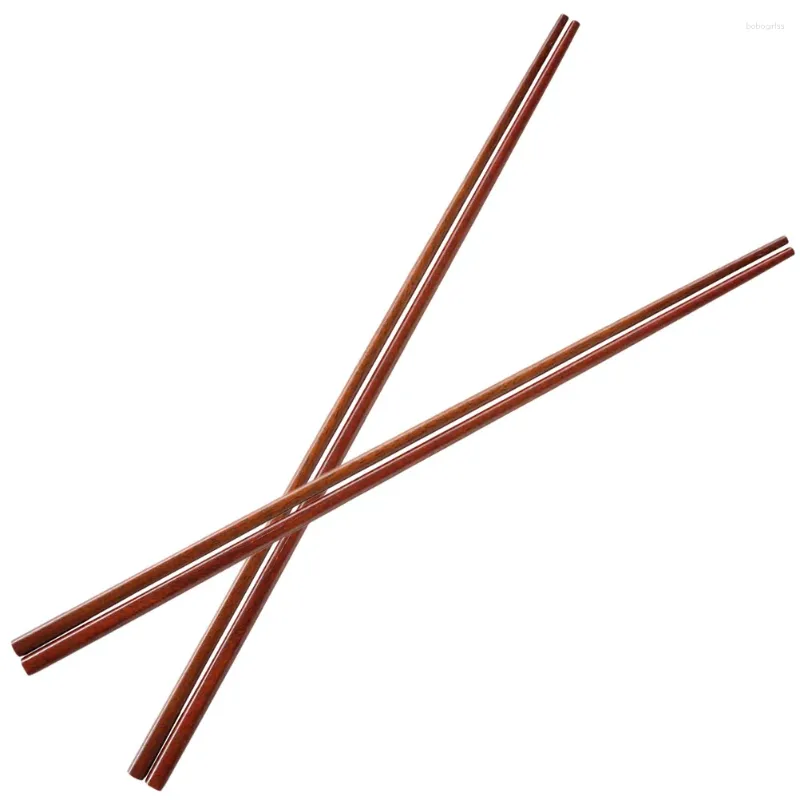 Kök förvaring 2 par långa pinnar för matlagning av trästekt röd sandelträ anti-slip potten bambu