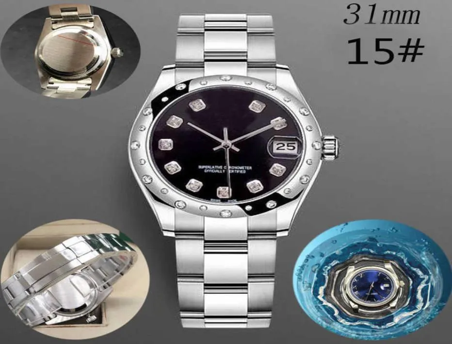 Femme Diamond Watch Ladies Watches Gold 31 mm Lutation de Montre de Luxe 2813 Automatique Swimming Waterproof Wristswatches8686796