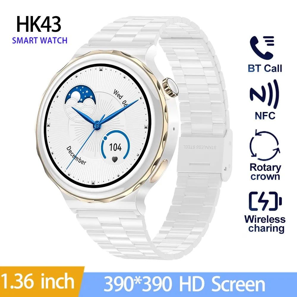 Saatler HK43 Smart Watch Kadınlar için Dijital Fitness Bilezik Lüks Orijinal Smartwatch Kadın Kol saati Monitör Elektronik Saat