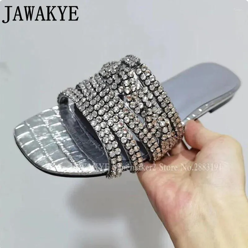 Kapcie włoska marka damskie kryształowy letni otwartym palca rhinestone Diamentowe buty sukienki slajdy plażowe klapki klepie kobiety