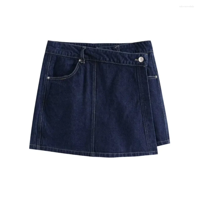 Skirts 2024ZAR Spring/Summer Women's American Retro Versatile Small And Western Design Button Decorated Jeans Skirt