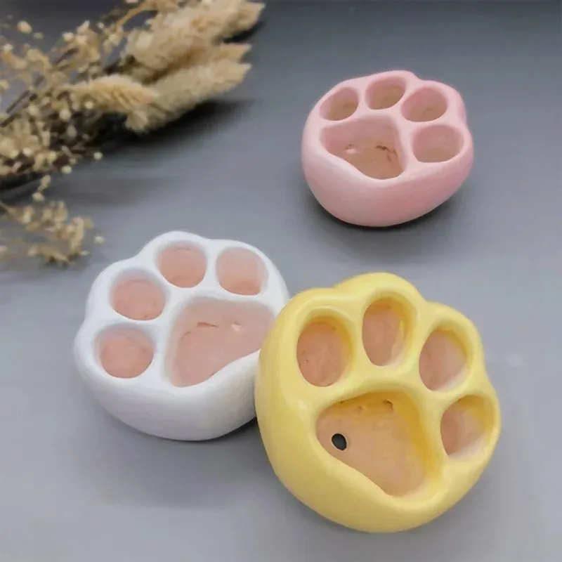 Ny 2024 härlig multicolor cat Paw Cement Flower Pot Mini Succulent Plant Container Desktop Home Ornament Garden Planter Small