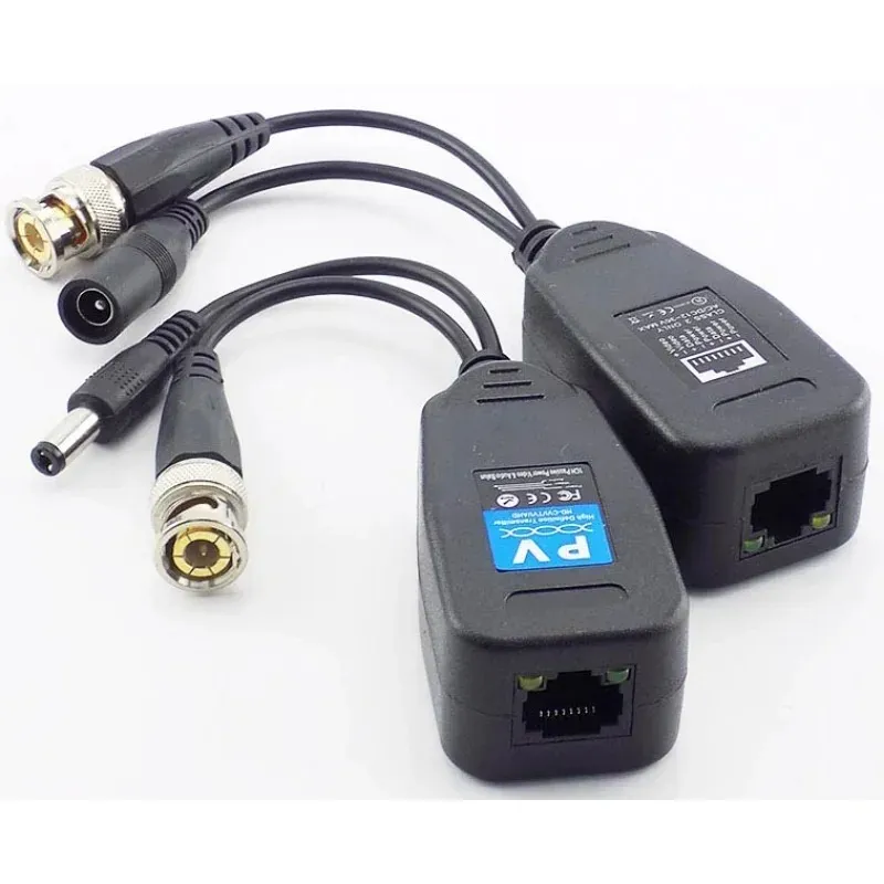 2024 ESCAM 1 Пара  Пассивное CCTV COAX BNC Power Video Video Crecasiver Connectors с RJ45 BNC MALE для видеокамер видеоктома