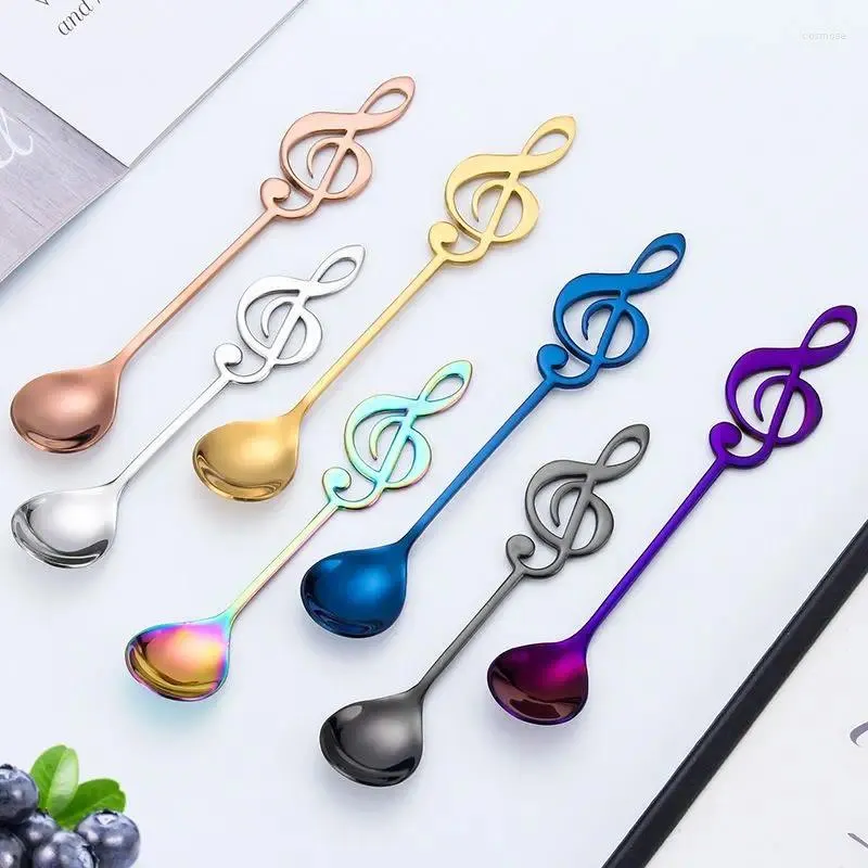 Scoops de thé 1pc 304 en acier inoxydable créatif européen tiktok net note de note de notation de la cuillère de glace lait titane plaqué coloré cuillères