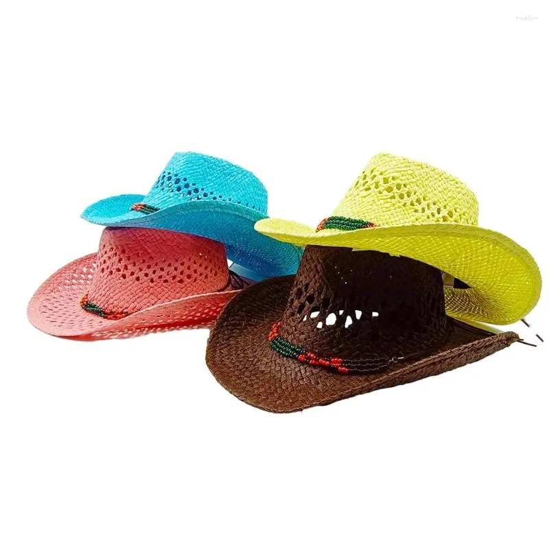 ベレー帽の夏の男子と女性の太陽の帽子手織り西カウボーイ紙麦わら帽子ワイドブリム通気性ビーチジャズ保護h