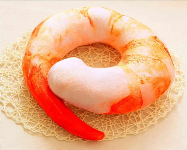 2017 40cm U neckpillow shrimp cushion pillow plush Peeled Prawns stuffed animals plush toys Christmas birthday gift G2204195351148