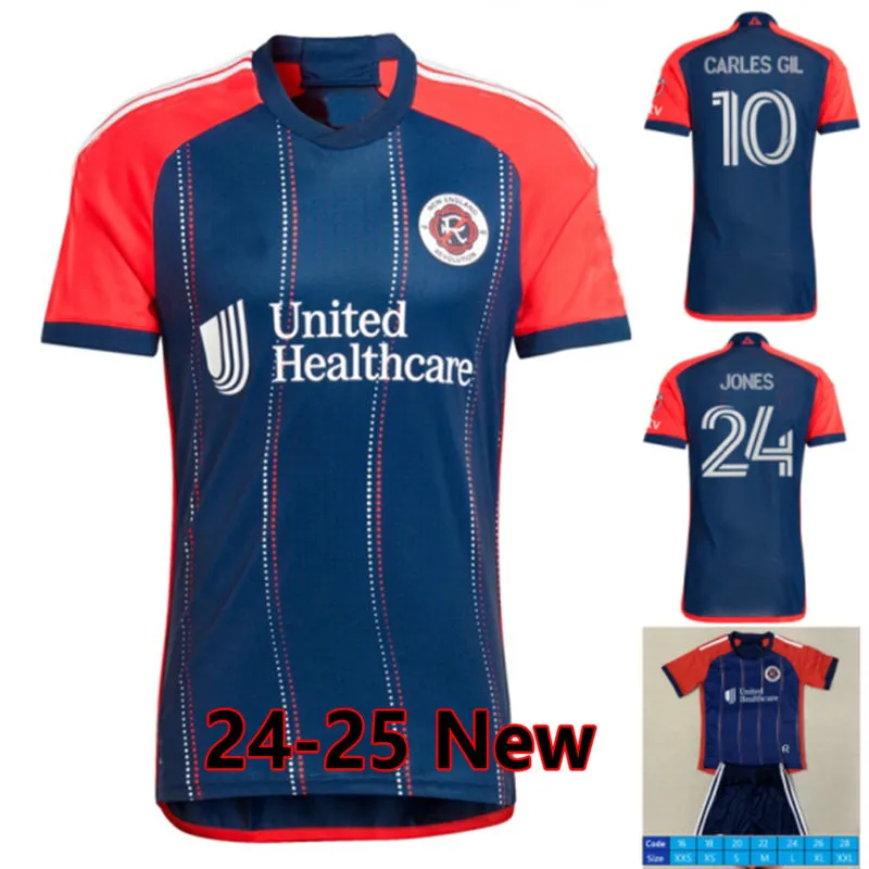 2024 2025 Rivoluzione delle maglie di calcio del New England Vrioni Carles Gil Chancalay Borrero 24 25 Home Bolma Bajraktarevic Polster Shirt calcis