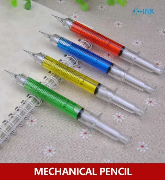 鉛筆30pcs / lot、0.5mm針シリンジ機械式鉛筆、斬新なシリンジ機械式の学校の固定