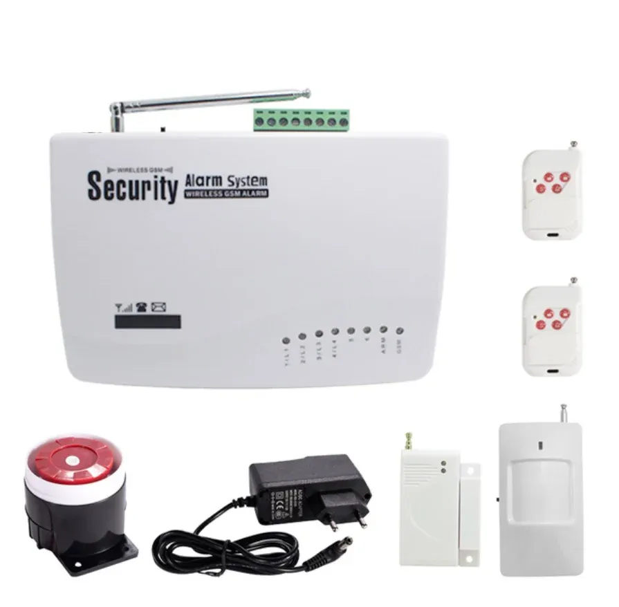 Ensembles (1 ensemble) Sécurité à domicile 6 Zone sans fil et 4 Zone de fil SMS Système d'alarme GSM Capteur de mouvement PIR Porte magnétique Open Alarm Falle