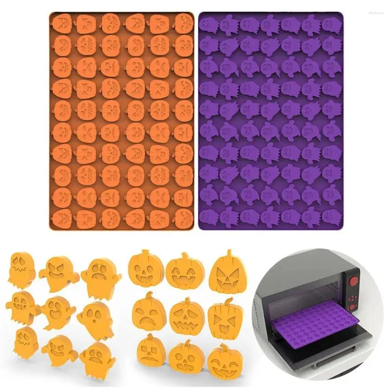 Backformen Pudding Biscuit Schimmelplatten -Triebkollegen Mini Jelly Dog behandeln Halloween Kürbis Geisterform Silikon 60/70 Hohlraum