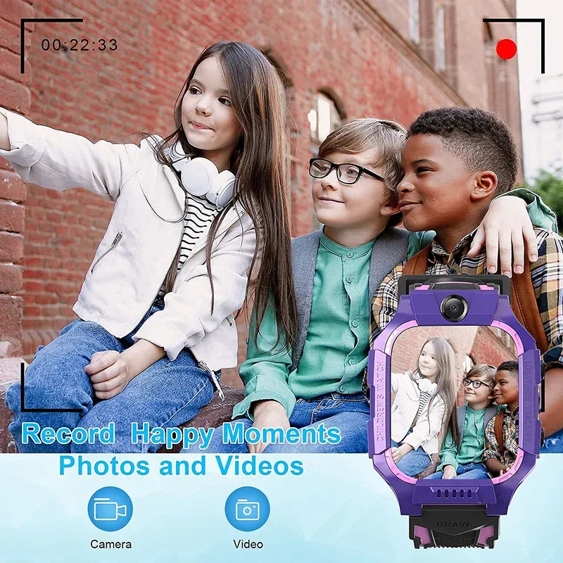 RELISÕES CRIANÇAS Smart Watch GPS Tracker Kids Assista Celular Cell Video Call Remote Listen GPS suporta vários idiomas