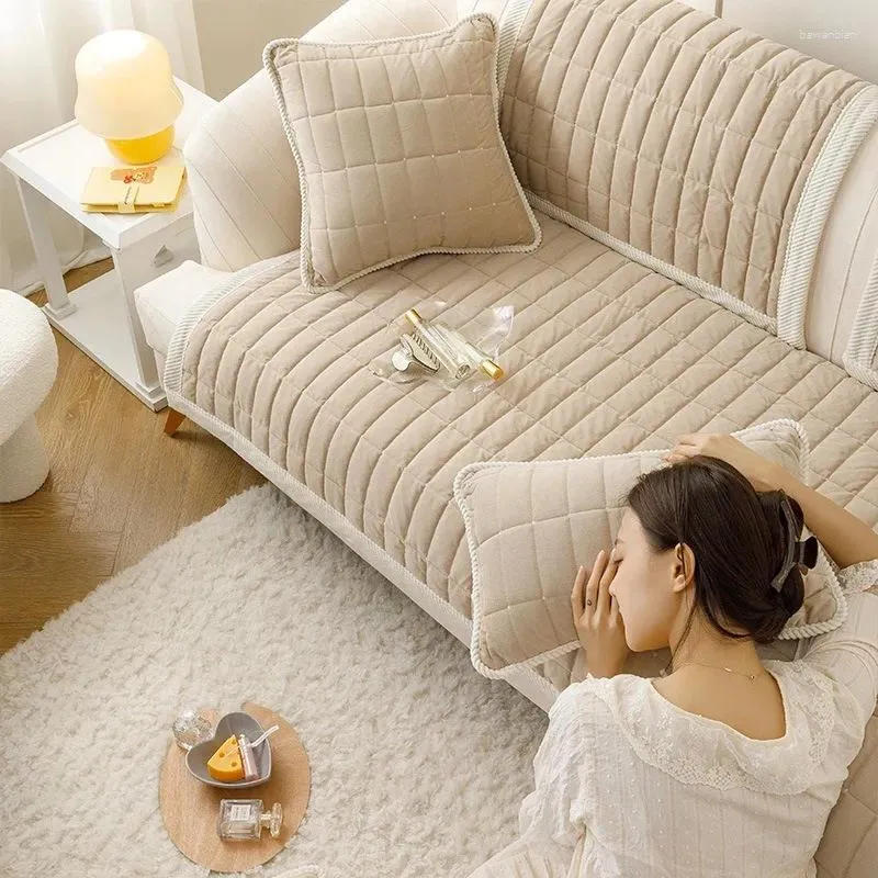 Sandalye, oturma odası için kış yumuşak kanepe kapağı kısa peluş kayma olmayan yastık köşesi evrensel kanepe havlu ev dekor yastıkları