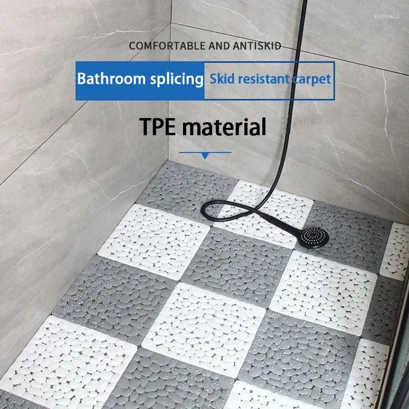 Bath Mats Cobblestone Splicing Bathroom Mat TPE Non-slip Carpet In Bathtub Floor Rug Shower Room Doormat Pad Hollow Out Toilet