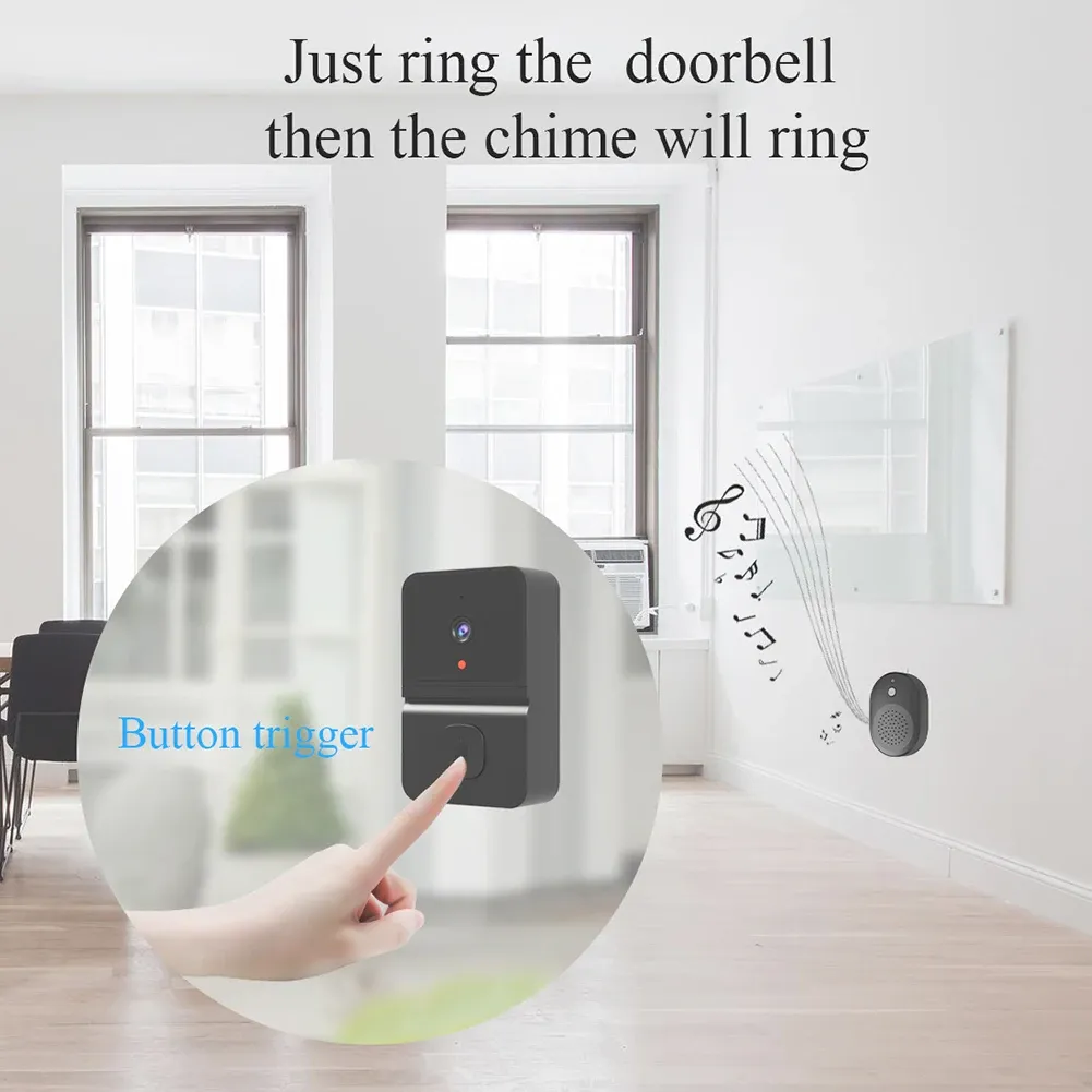 Sonnette de porte Smart Video Door Door 2,4 GHz WiFi Wireless Doorbell Ir Night Vision Door CHIME 100 degrés grand angle Interphone en direct HD KENTS / TUYA