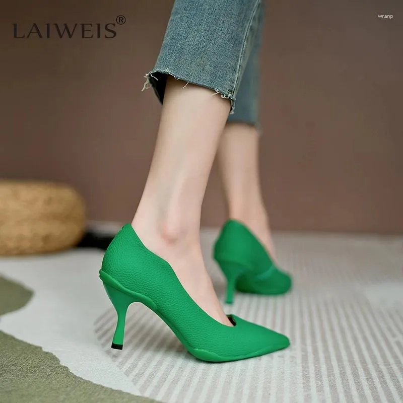 Dress Shoes Split Leather High Heels Women Pumps Elegant 2024 Autumn Sexy Nude Green Heeded Party Wedding Ladies Brand