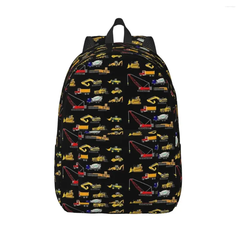 Bolsas de escola caminhão de construção - The Kids Picture Show Backpack para a pré -escola do jardim de infância do Student Bookbag Hucking