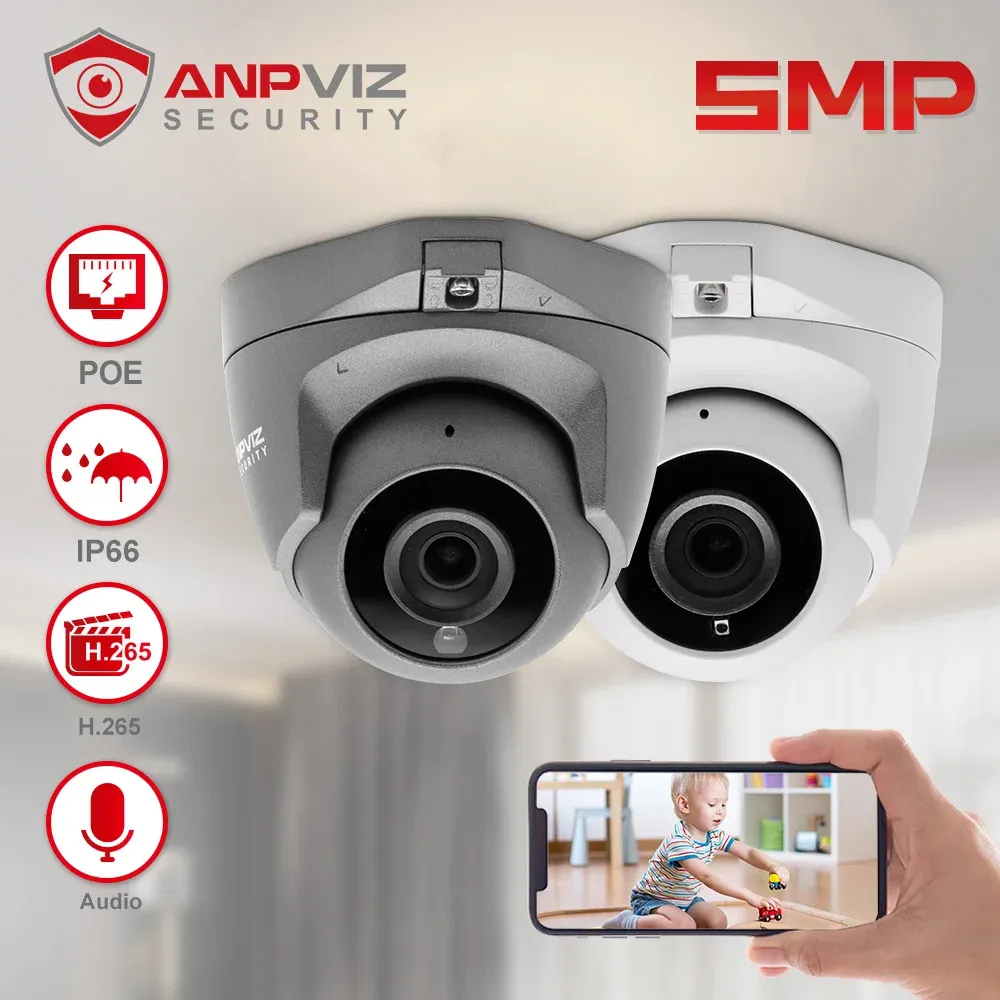 Камеры Anpviz 5MP POE IP -камера в помещении мини -куполо