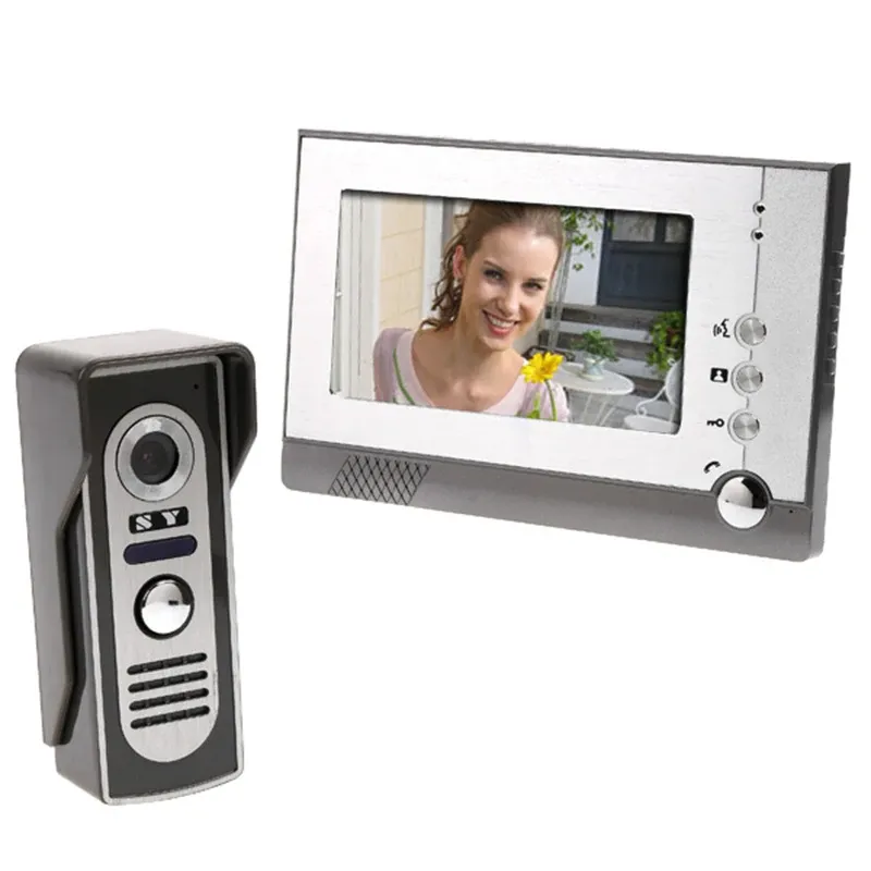 Intercom 7 "Video Telephone Doorbell Intercom Kit Home Video System With Waterproof Outdoor Infrared Camera Unlocking Function