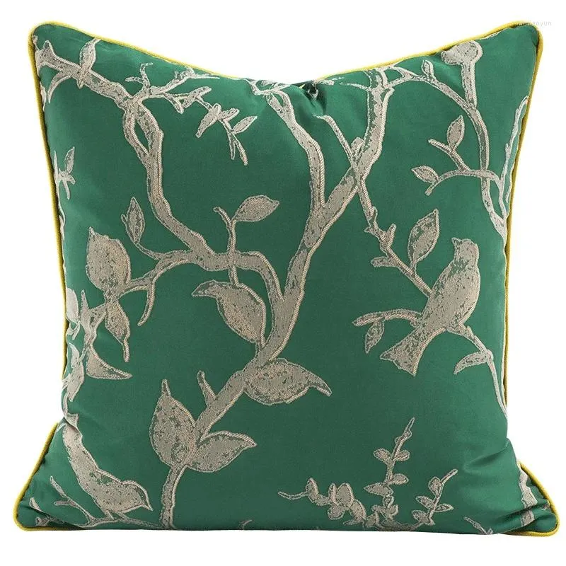 Pillow Birds Pillows Retro Green Case Chinese Decorative Cover For Sofa 45x45 Vintage House Living Room Home Decorations