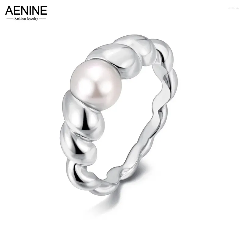 Cluster anneaux créatif vintage simulé de perle pour femmes en acier inoxydable géométrique spirale bijoux de fête à la mode ar23069