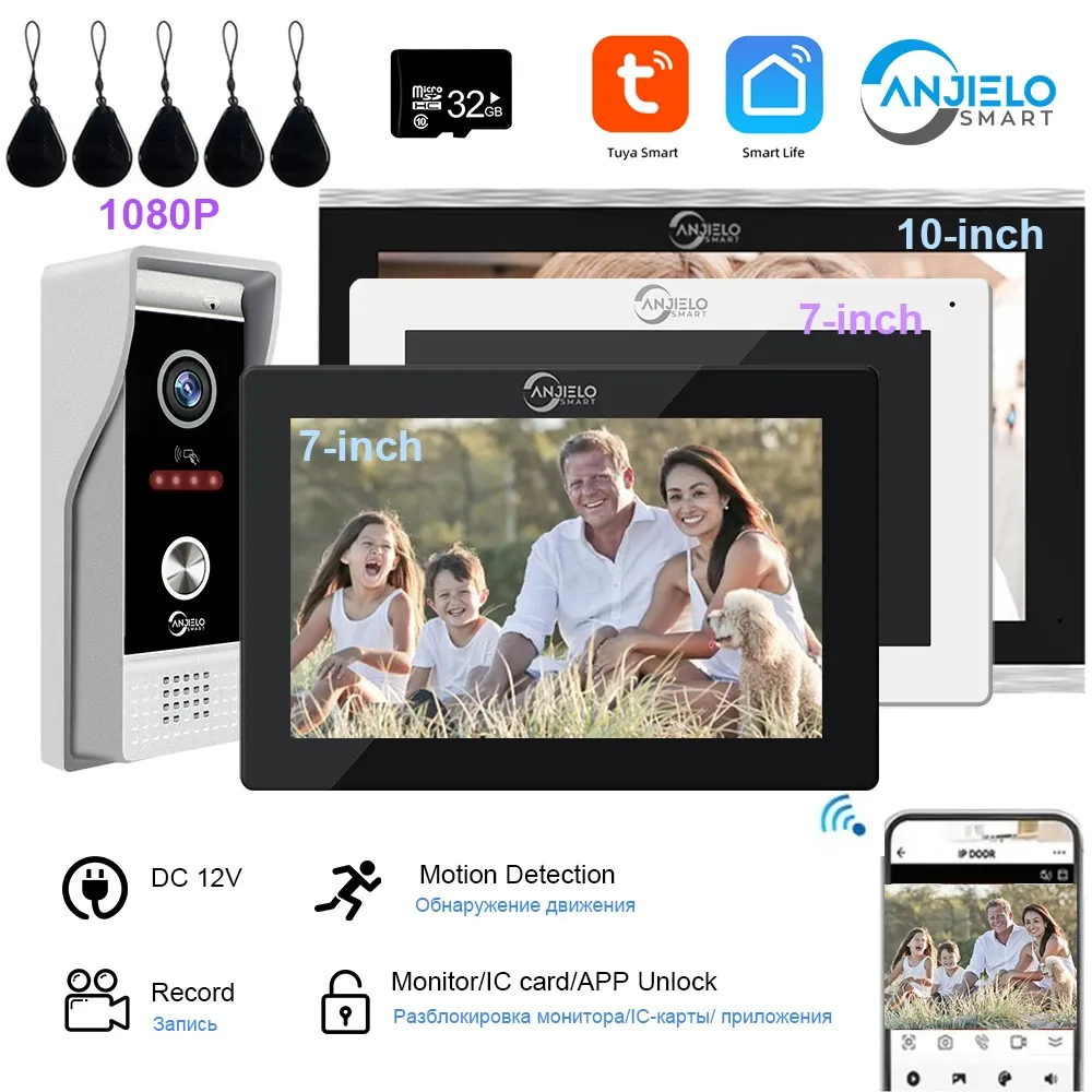 Intercom Smart Home Video Intercom in casa privata WiFi da 7/10 pollici touch monitor App App Card App Ic sblocco HD 1080p Modebell per appartamento