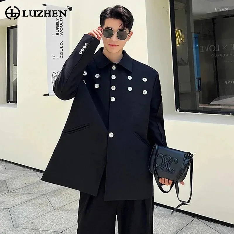 Abiti da uomo Luzhen 2024 Spring Fashion abbottonati decorazione originale Elegante giacca blazer sciolta coviera di design alla moda di lusso coreano LZ2342