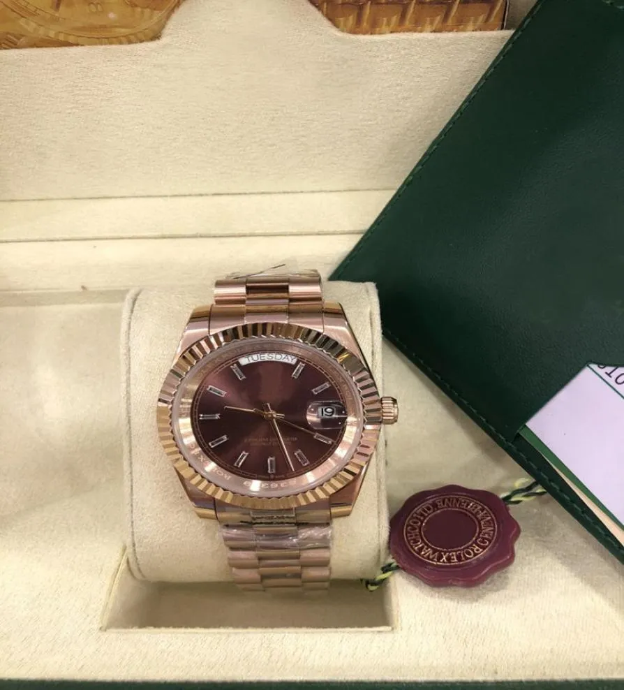 Orijinal Box ile Luxury Saatler 41mm 18K Altın Koyu Rhodyum Endeksi Arama Otomatik Moda Markası Men039s WRISTWATCH6995125 İzle