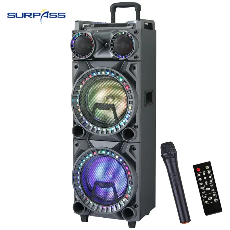 Lautsprecher tragbare BT -Trolley -Lautsprecher Home Cenima Karaoke Power Professional Sound Subwoofer -Verstärker Dual 10 -Zoll -Outdoor -Party LED Light