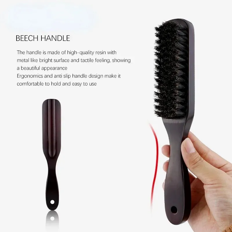 2024 Men Beard Brush Wood Handle Boar Bristle Moustache Cleaning Brush Hairdressing Anti Static Barber Hair Styling Comb Shaving Tool for