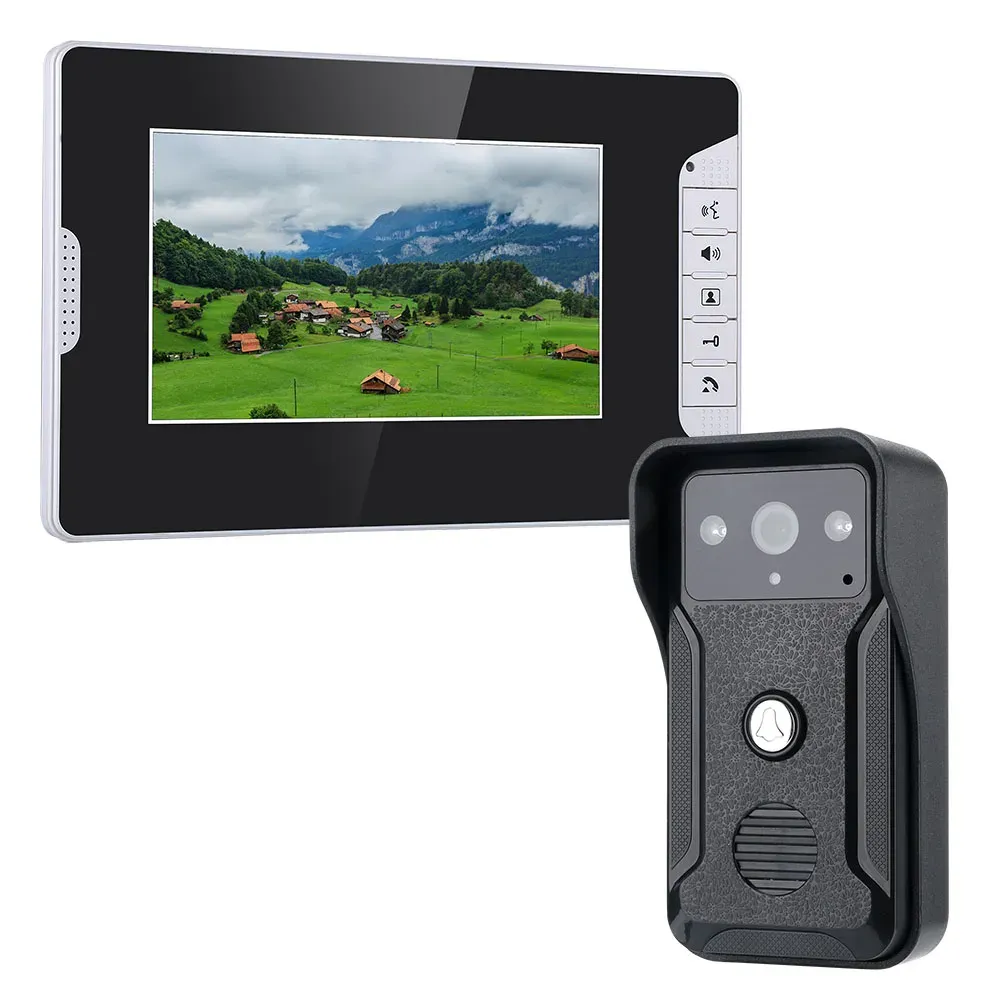 Türklingeln 7 Zoll Videotürtürtürbell -Intercom Kit 1Camera 1Monitor Nachtsicht mit 700 TVL Kamera