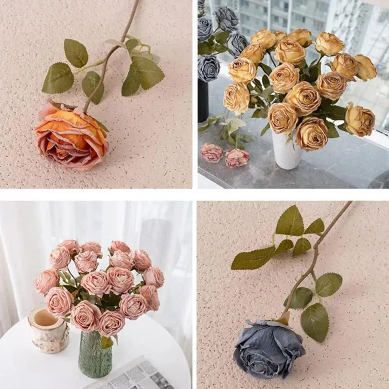 Flores decorativas artesanía fina decoración de rosas decoración artificial vibrante de color real