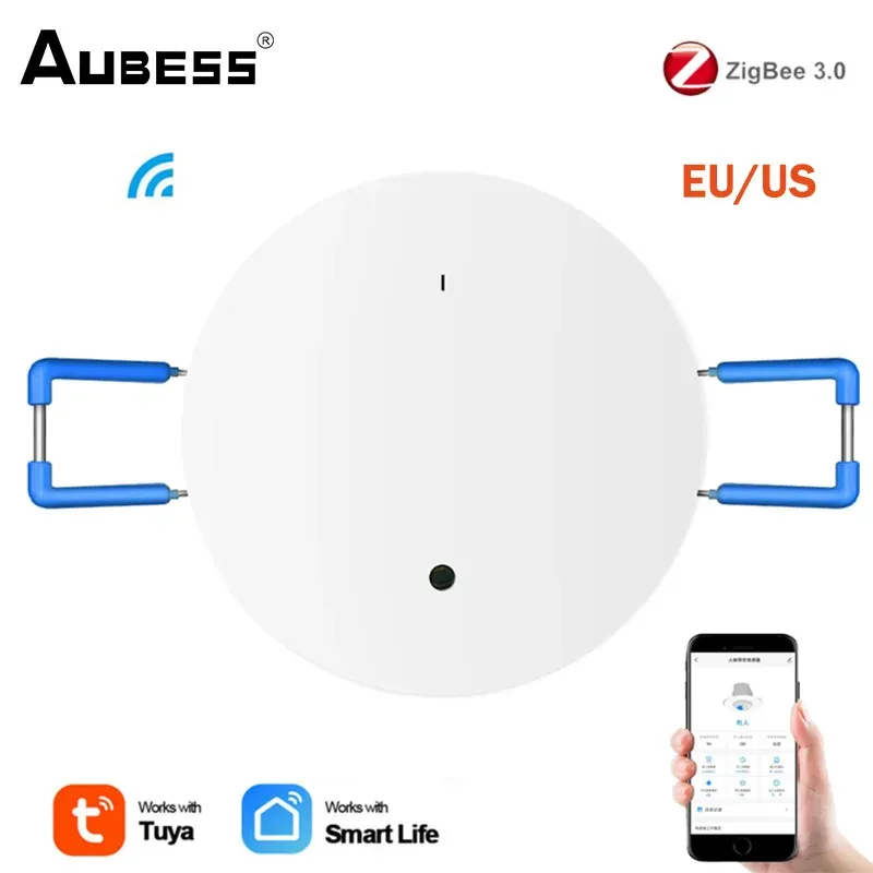 Detektor Aubess Zigbee Motion Sensor Wireless Smart takmonterad mänsklig närvaro sensor Hem Säkerhetslarm Smart Life App Control