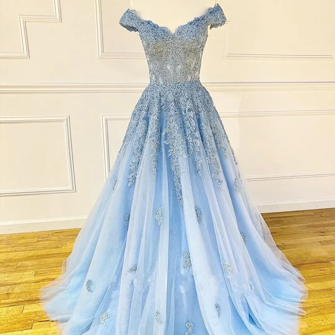 Kleider Cinderella Prom Kleid 2020 Eine Linie Langes militärisches weißes formales Party -Festzug Kleider Offthesoulder Schnürung Rückenhülse mit Bon