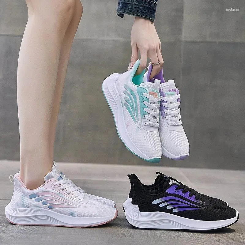 Chaussures décontractées Running Women Flat Sneakers Tendances Breffe-Mesh Trainers Tennis Tennis Femme Sports Athletic Shoe Footwear Sapatos Femininos