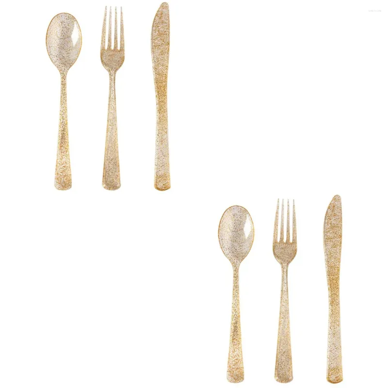 Wegwerp Flatware 2 Sets Party Forks Gold Plastic Utsils AFBRAK SERVERENDE LIJPEN FLASH