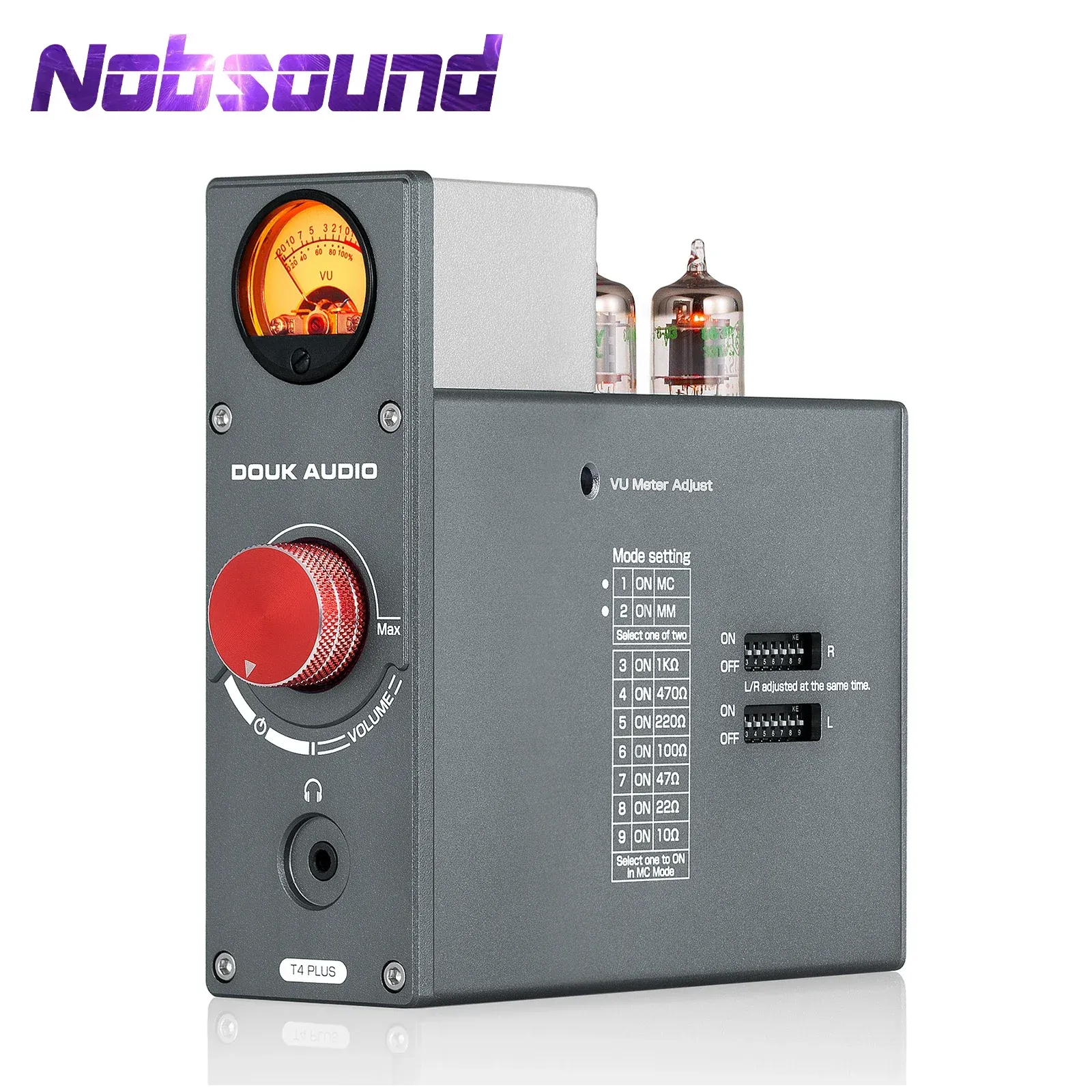 Amplifier Nobsound 5654 Valve Tube Phono Stage Preamp Stereo Audio Preamp for TV/MP3/Phone Headphone Amp w/VU Meter