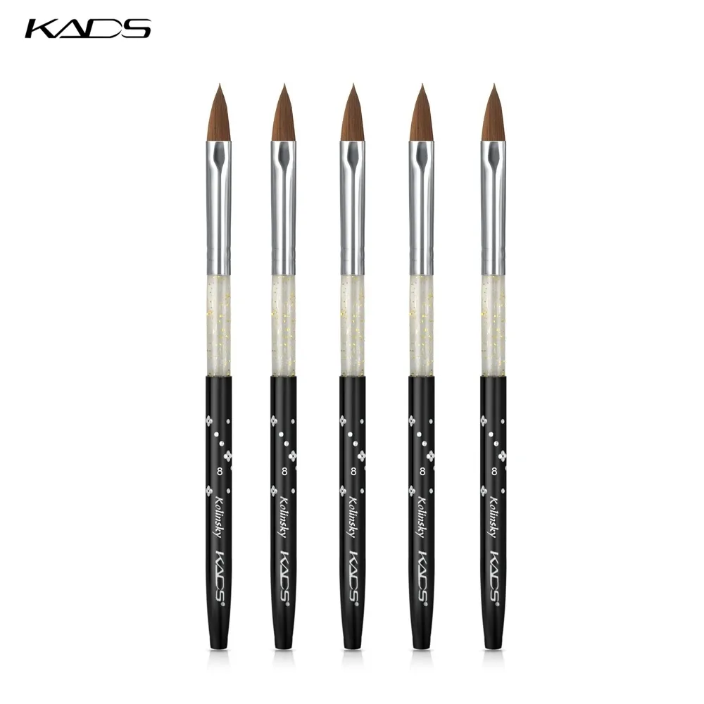 Tools Kads 5pcs 8# Acrylic Nail Brush Black Nail Tools Art Brush Set Brushes for Painting Manicure Material Nail Brushes for Painting