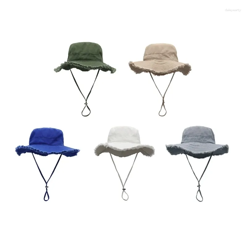 Bérets Bodet extérieur chapeau multiple couleur peut choisir un pêcheur à la soleil d'été à conception fracée avec une corde de menton ajustée