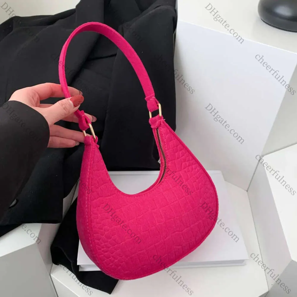 Retro Freizeit Womens Handtasche Pure Filz Mode Unterarmtasche Senior Design Frauen Umhängetaschen Designer Feste Farbe Knödel Tasche 1As