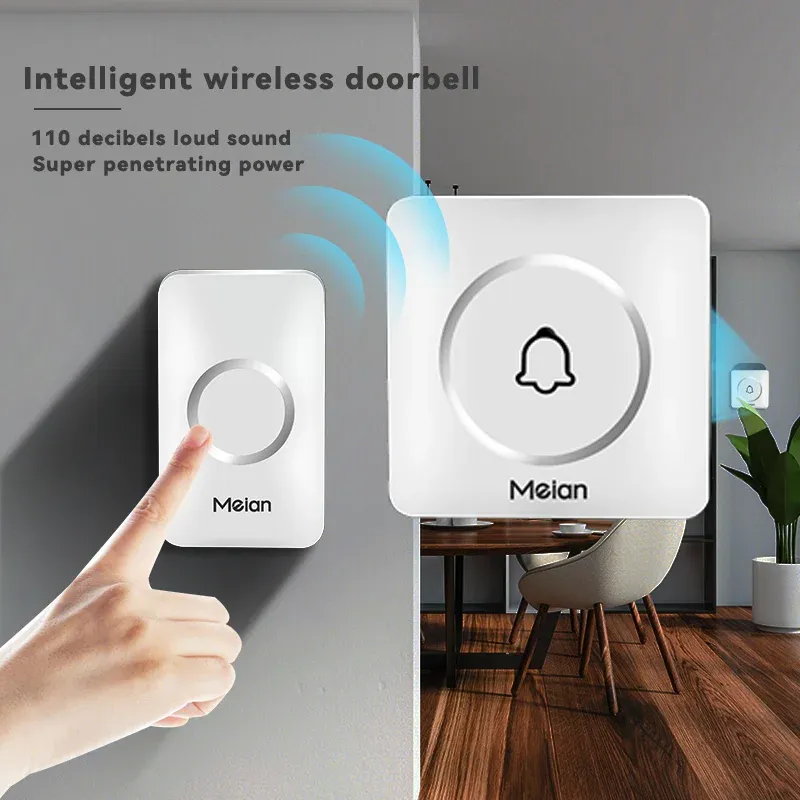 Doorbell Alarm Wireless Doorbell Welcome Chime Waterproof 300m Longrange Remote LED Flash 60 Songs Dingdong Security Alarm