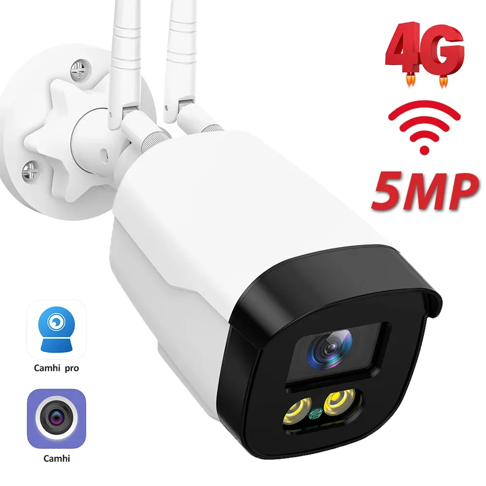 Câmera IP de 5MP de 5MP 1080p HD 4G SIM CARTRO WIFI Câmera de segurança externa de segurança CCTV Bullet Câmera de videocultura Camhi App P2P